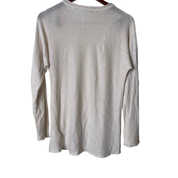 Daniele Alessandrini cream linen blend crewneck relaxed knitted top sz 48 US M - Picture 3 of 9